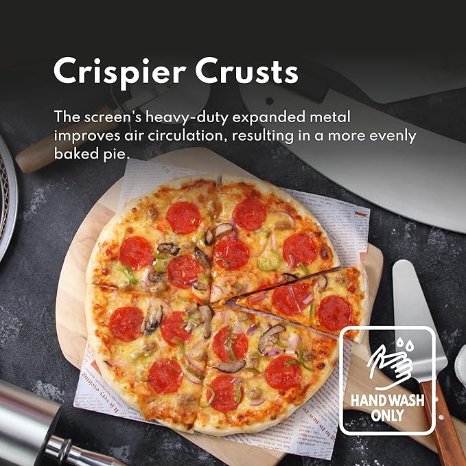 New Star Foodservice 50936 Restaurant-Grade Aluminum Pizza Baking Screen, Seamless, 8-Inch, Pack of 6