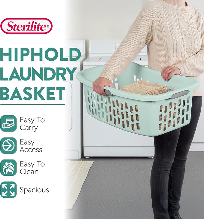 Sterilite 24 Pack HipHold Laundry Basket, Plastic Rectangle Clothes Hamper - Image 3