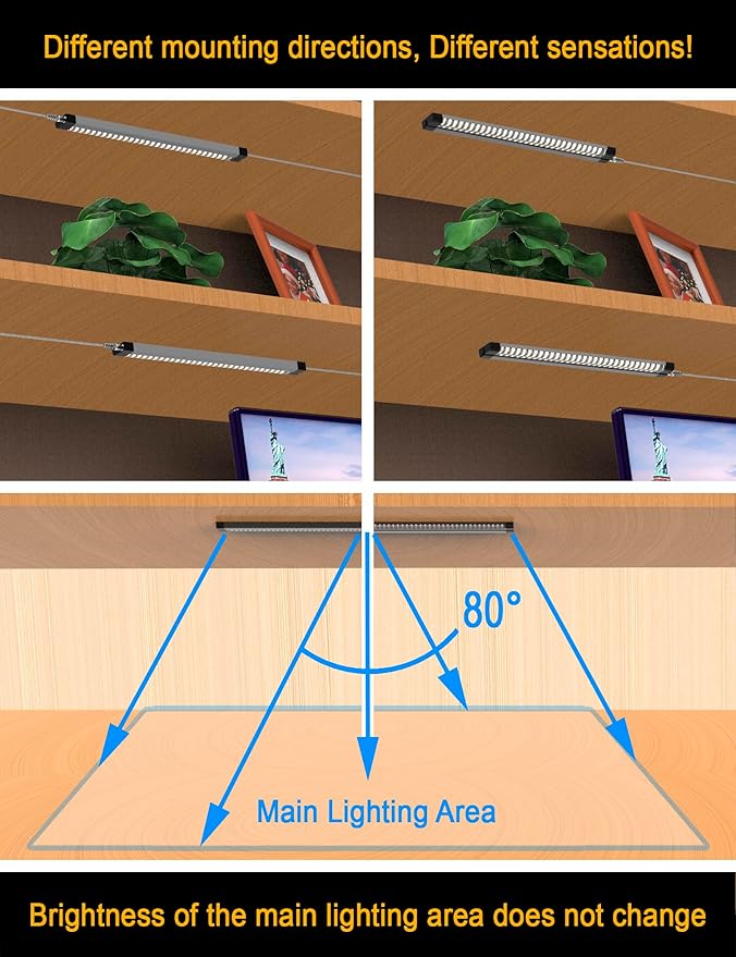 EBD Under Counter Lights Touch LED Under Cabinet Lighting Built-in 18” Adjustable Cable, Splitter & 3 External Cable, 9 Pcs 3000K Warm White 3150Lm Kitchen Under Cabinet Lights