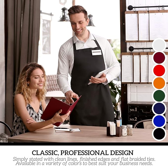 GREEN LIFESTYLE 120 Pack Professional Chef Apron – Grilling Aprons for Men, Waterproof Cooking Apron for BBQ, Work or Restaurant Use, Kitchen Aprons for Women – White, No Pockets