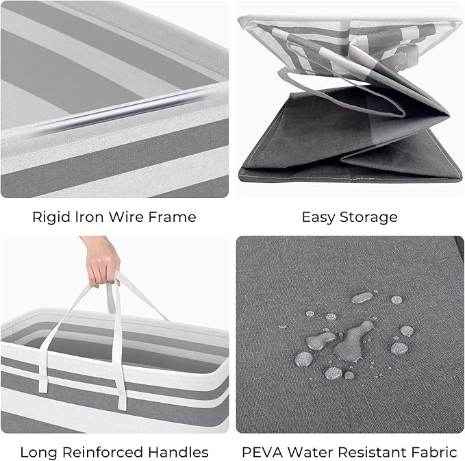HomeHacks 3-Pack Large Laundry Basket, Waterproof, Freestanding Laundry Hamper - Image 2