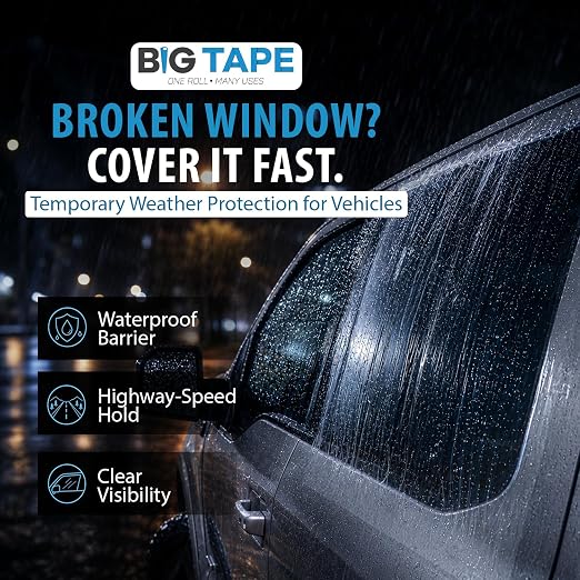 Big Tape Crash Wrap for Broken Car Windows, Temporary Film, 17.5 in x 6 Ft - Image 2