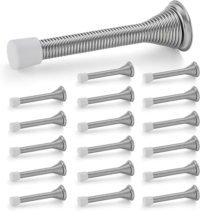 Ravinte Door Stoppers, 18 Pack Satin Nickel Spring Door Stops | Stoppers by Ravinte
