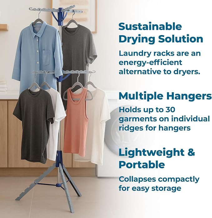 Honey-Can-Do 2-Tier Tripod Clothes Drying Rack, Chrome Steel | 73" tall 2-tier - Image 6
