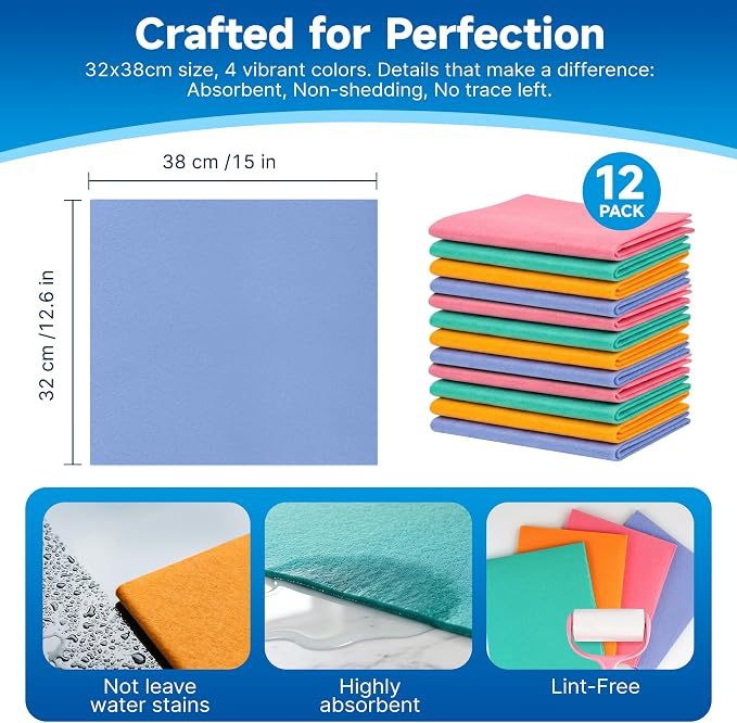12 Pcs Large German Universal Household Towels Dishcloths, Soft Absorbent - Image 3