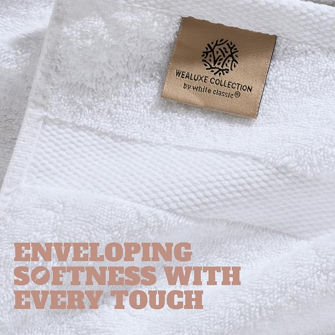 White Bath Towels 24x50 Inch, 6 Pack - Image 3