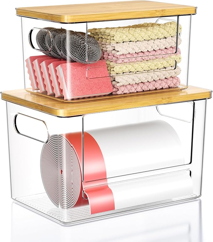 Trash Bag Dispenser 2 Pack, Stackable Trash Bag Holder by Foroyalife