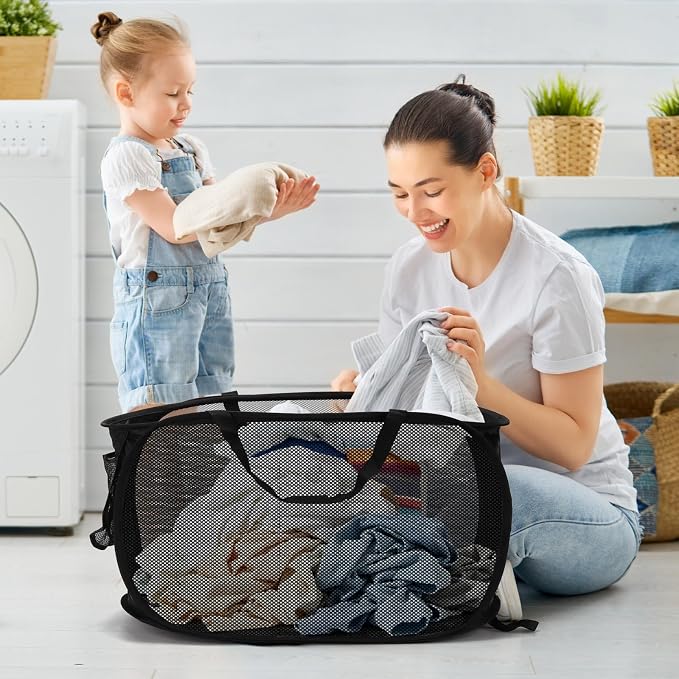 4 Pcs Pop Up Laundry Hamper 4 Colors Collapsible Horizontal Baskets - Image 7