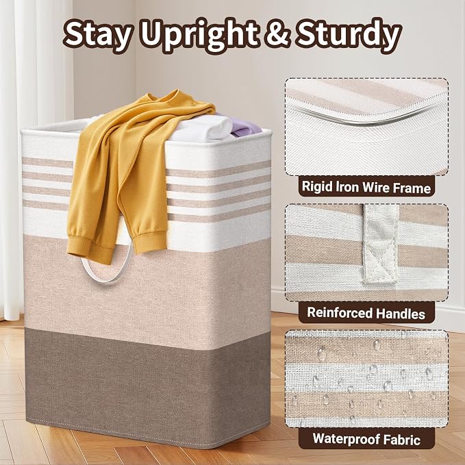 WOWBOX 2 Pack Laundry Baskets, Collapsible Dirty Clothes Laundry Hampers - Image 3