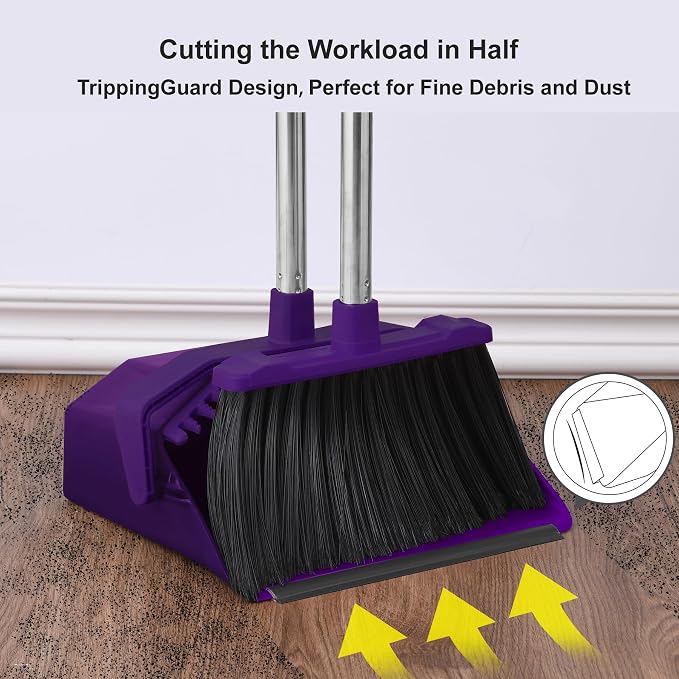 Broom and Dustpan Set for Home, ZeroGap Lip, Upright Storage Broom Combo for - Image 6