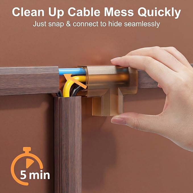 Yecaye TV Cord Hider, 125in Cord Cover, W1.18in H0.6in, Cherry | Large Cable - Image 3