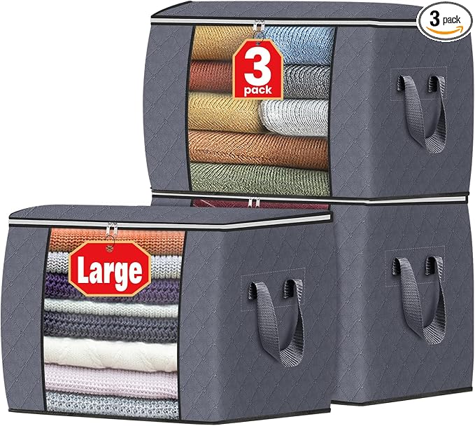 90L Clothes Storage, Foldable Thick Fabric Blanket Storage Bags | Foldable by Fabtotes