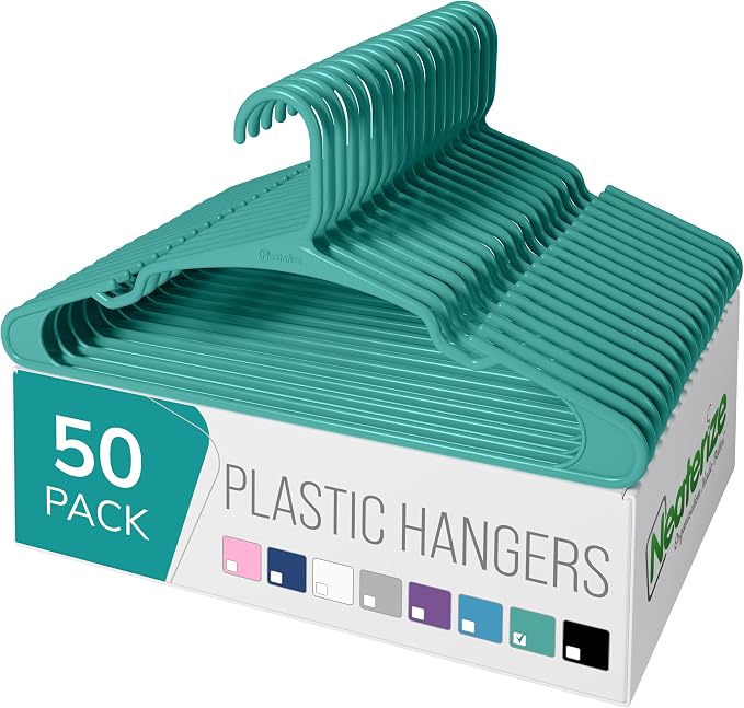 NEATERIZE Clothes Hangers Plastic 50 Pack by Neaterize
