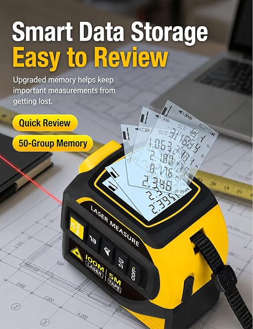 4-in-1 Laser Tape Measure, 328FT Laser Distance Meter - Image 4
