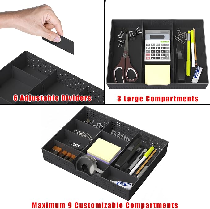 Simple Houseware Drawer Organizer Tray, 9 Compartments, and Craft Drawer or - Image 3