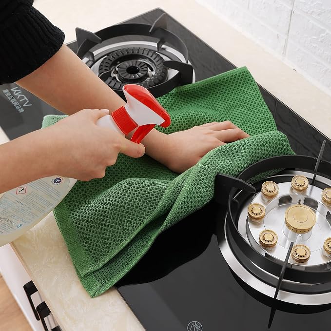 Homaxy 100% Cotton Waffle Weave Kitchen Dish Towels 6-Pack, Grass Green | 13 x - Image 5