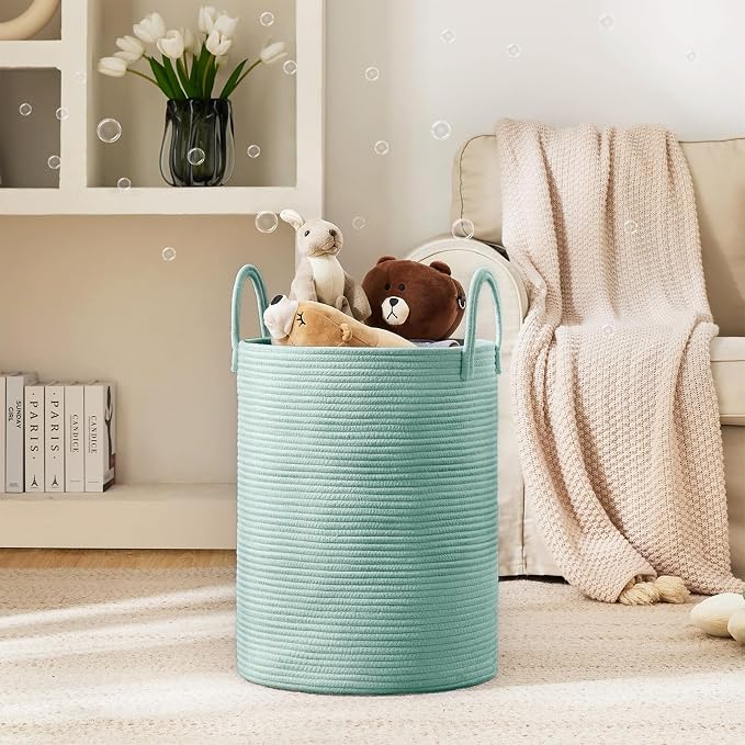 YOUDENOVA Cotton Rope Laundry Hamper Basket, 58L Blanket Basket - Image 2