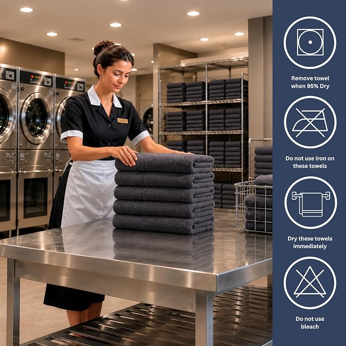 Bulk 72-Pack Premium Commercial Hand Towels, 600 GSM, Designed - Image 6