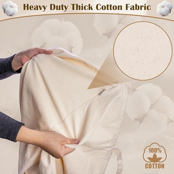Cotton Canvas Laundry Bag with Handles & Base 16"Wx16"D x27.6"H - Image 4
