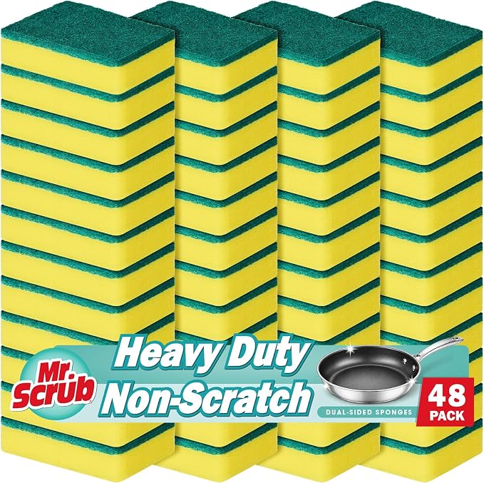 Mr. Scrub Sponges Kitchen Scrub Dish Sponge Scouring Pad, 48 Pack Cleaning by MrScrubCleaninghelpers