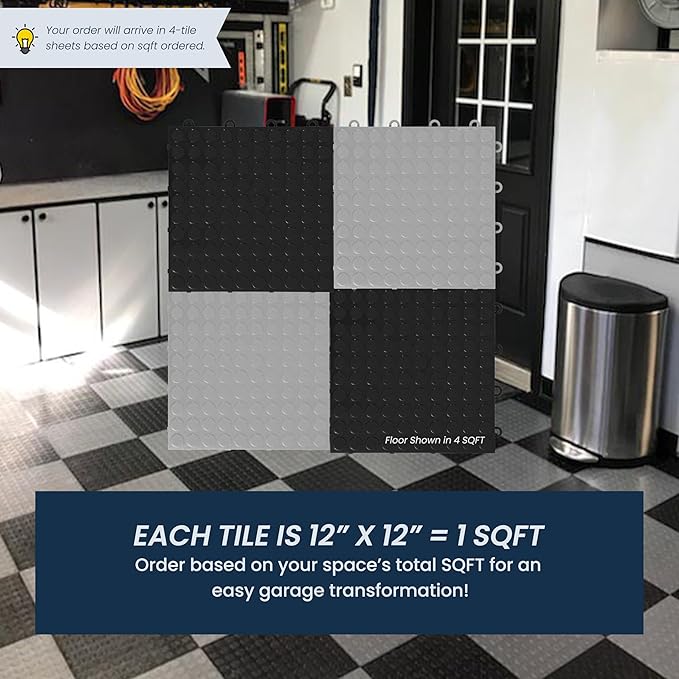 IncStores FlooringInc's Nitro 12"x12" Snap-Together Garage Flooring Tiles, Non-Slip Interlocking Plastic Floor Mat, Garage Organization & Storage, Coin Pattern, Sahara Sand, 52 Tiles, 52 Sq/Ft