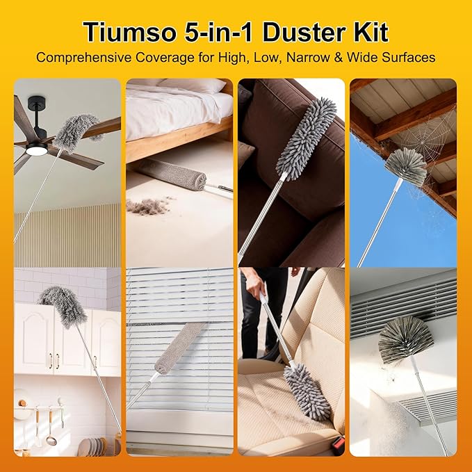 Tiumso Microfiber Feather Duster 5-in-1 Kit, Dusters - Image 6