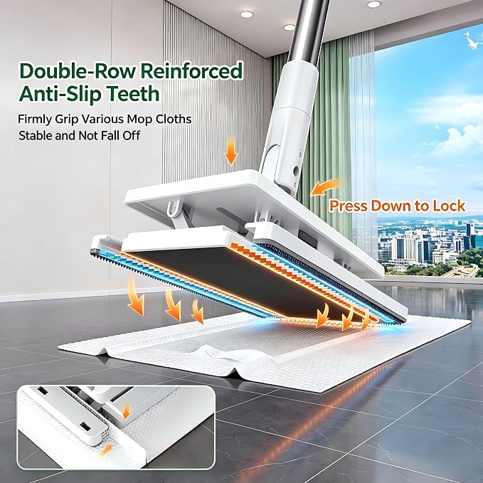 Snap Grip Mini Mop, Hands Free Flat Mop - Image 4