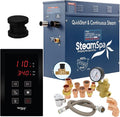 SteamSpa Premium 6 KW QuickStart Acu-Steam Bath Generator Package with Built-in Auto Drain in Matte Black Finish|Touch Panel Control System|PRT600MB-A