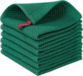 Homaxy 100% Cotton Waffle Weave Kitchen Dish Cloths 6-Pack, Dark Green | 12 x by Homaxy