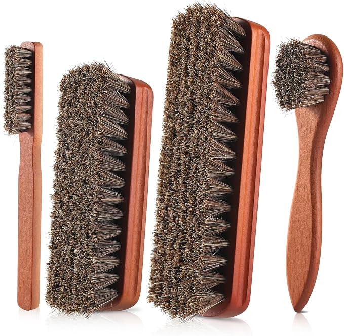 4 Pcs Shoe Brush, Boot Brush, Horse Hair Brush by Unknown