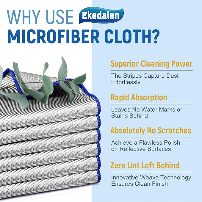 Ekedalen Microfiber Cleaning Cloth Lint Free Glass Polish - Image 8