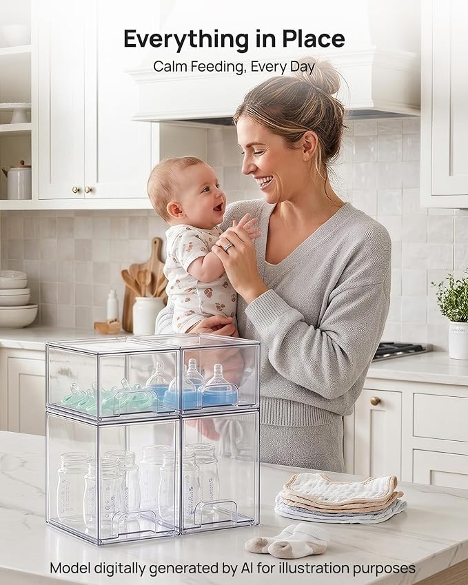 Vtopmart Clear Stackable Storage Drawers Set of 8, Plastic Organizer Bins | - Image 4