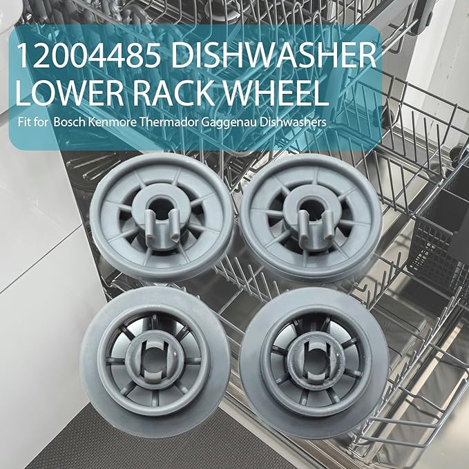 Dishwasher Lower Rack Wheel for Bosch Kenmore Thermador Gaggenau Dishwashers, 12004485 Dishwasher Roller Kit, 12029919 10004343 00617087 AP4512761 1998570 617087 AH3478333 EA3478333, Pack of 4