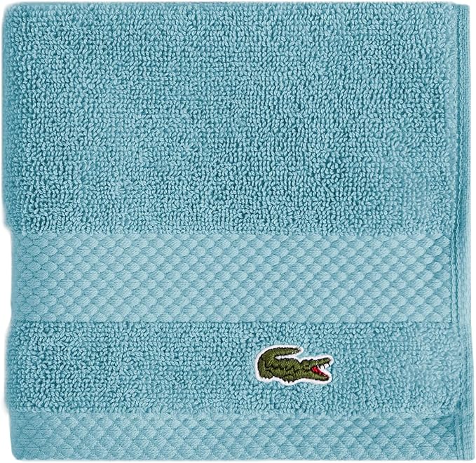Lacoste Heritage 100% Supima Cotton Wash Cloth 13" x 13", Celestial | Highly by Unknown