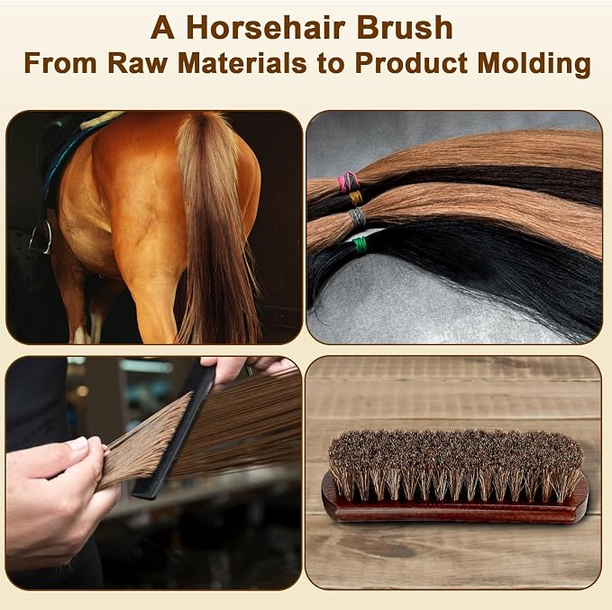 3-Piece 100% Horse Hair Shoe Brush Kit - Image 3