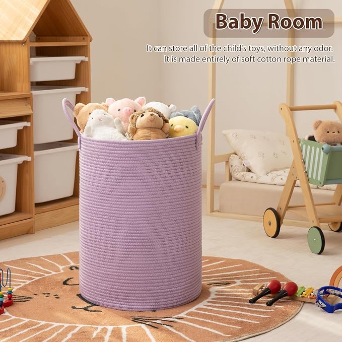 OIAHOMY 60L Nursery Hamper Laundry Basket Laundry Hamper Purple - Image 3