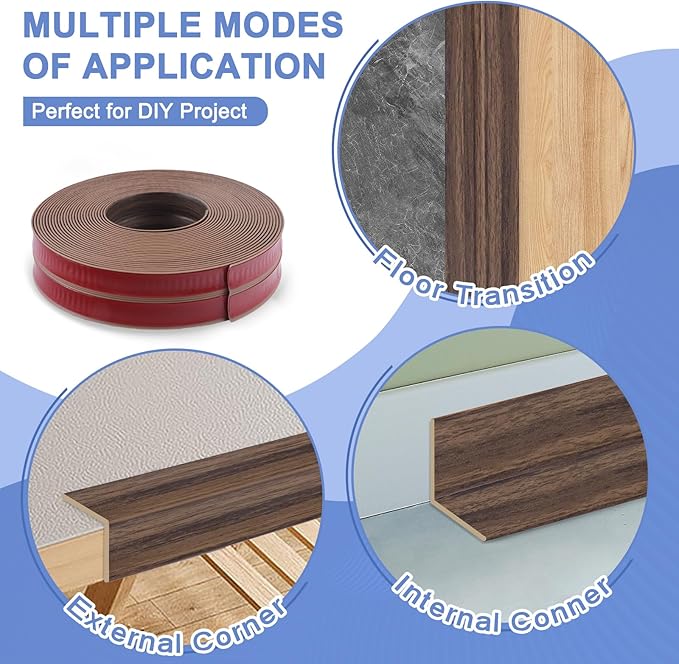 Wall Corner Protector Moulding Trim Peel and Stick Wall Corner Guards Trim Flexible Self Adhesive Edge Protector Moulding, 2.4 in x 20 Ft, Smoked Brown Wood