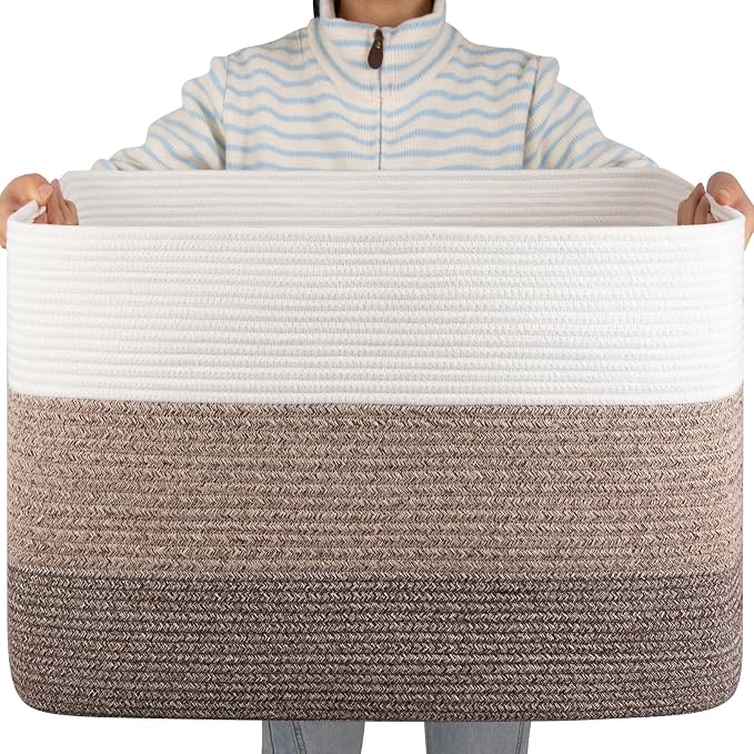OIAHOMY Blanket Basket Laundry Basket Dog Toy Basket 108L Dark Brown by MasterofSpaceOptimization