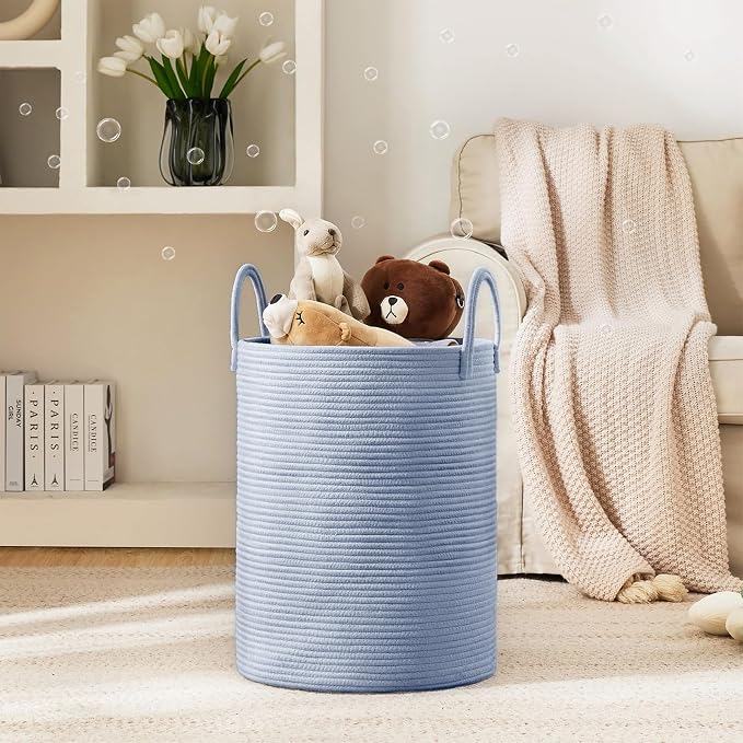 YOUDENOVA Cotton Rope Laundry Hamper Basket, 58L Blanket Basket - Image 2