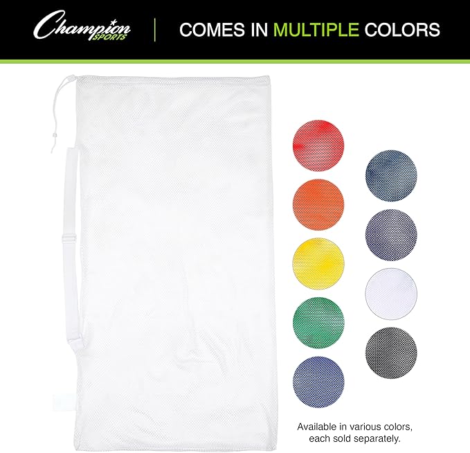 Champion Sports Mesh Equipment Bag – Heavy-Duty Nylon Drawstring Bag - Image 2