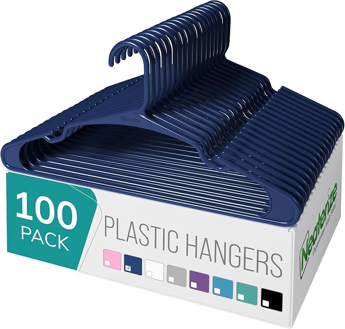 NEATERIZE Clothes Hangers Plastic 100 Pack by Neaterize