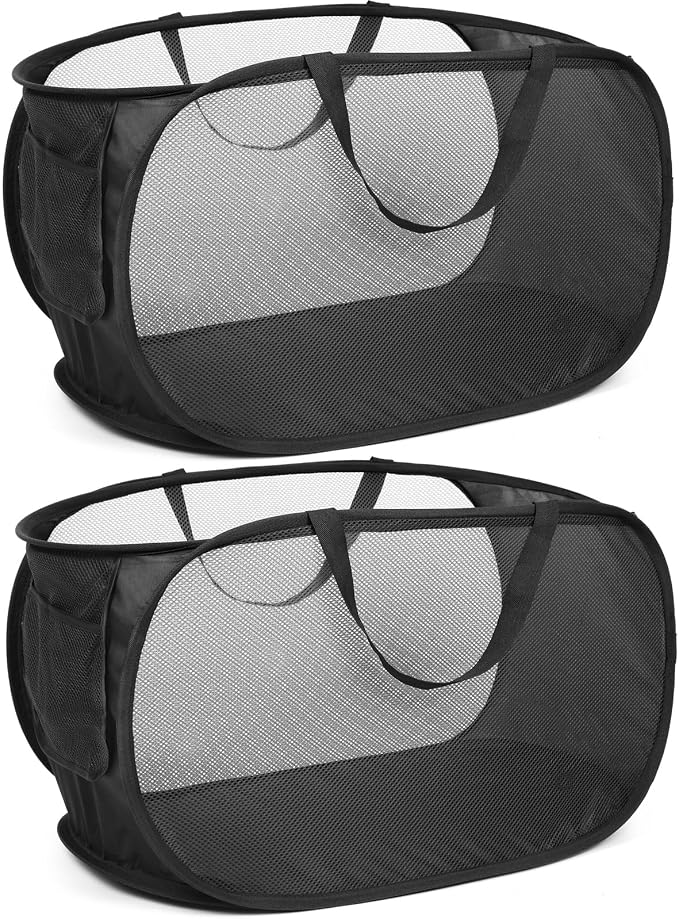 Durable Collapsible Laundry Baskets, Mesh Pop Up Laundry Hamper by Bemkoo