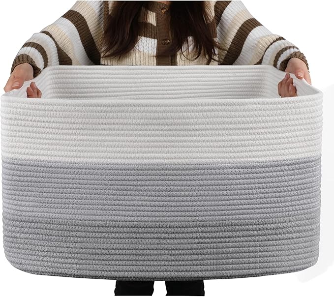 OIAHOMY Blanket Basket Laundry Basket Dog Toy Basket 75L Gradient Grey by MasterofSpaceOptimization