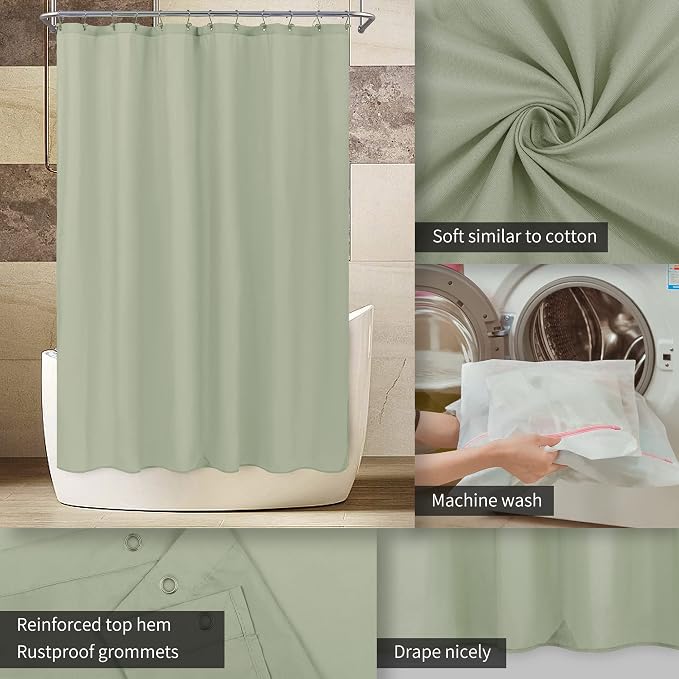 ALYVIA SPRING Stall Waterproof Fabric Shower Curtain or Liner Sage - Image 3