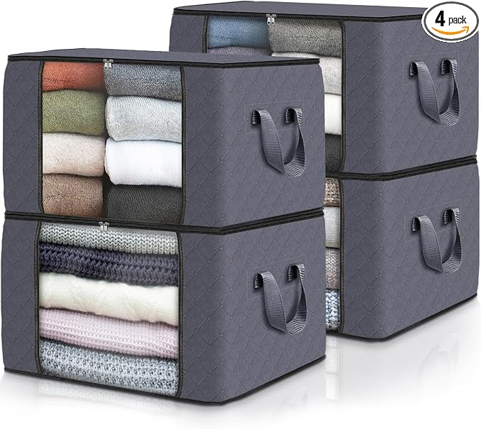 4 Pack Storage Bags for Clothes Blanket Storage Bins by Fabtotes