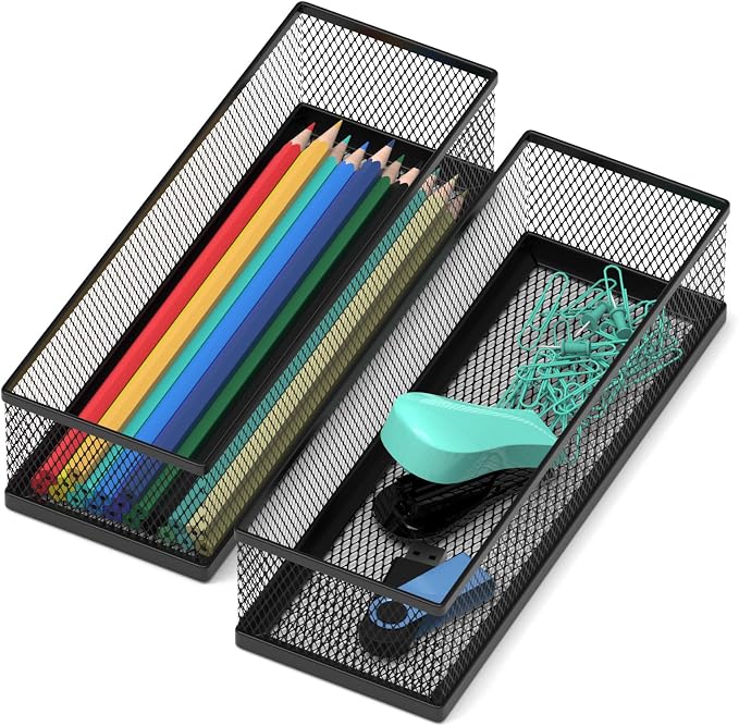 2 Pack Drawer Organizer for Desk, Small Office Supplies Pen Pencil holder by ITAYVAN