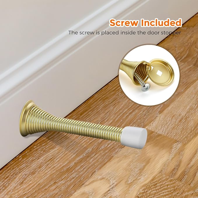 Ravinte Door Stoppers, 24 Pack Gold Spring Door Stops - Image 5