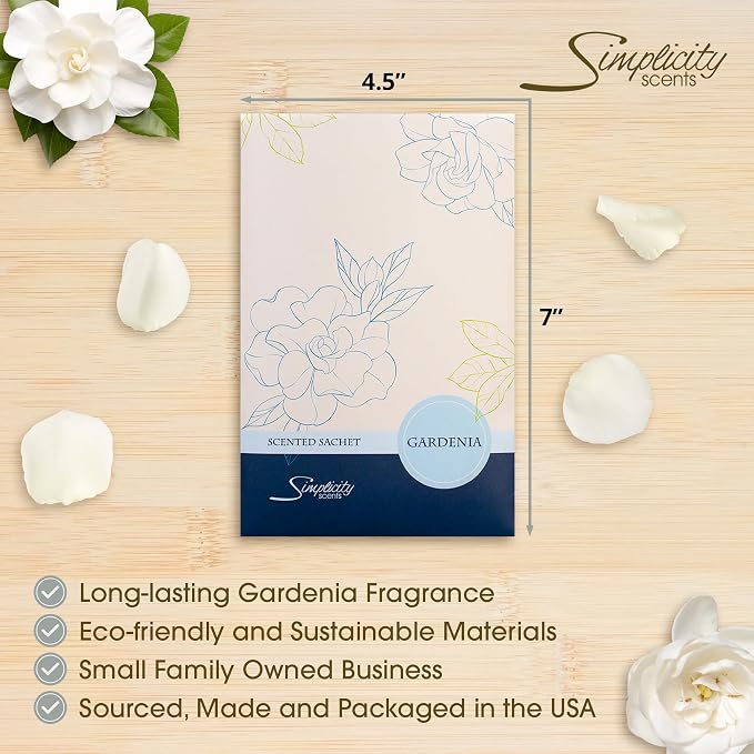 Gardenia Scented Sachets Pack of 6, Spring and Summer - Image 3