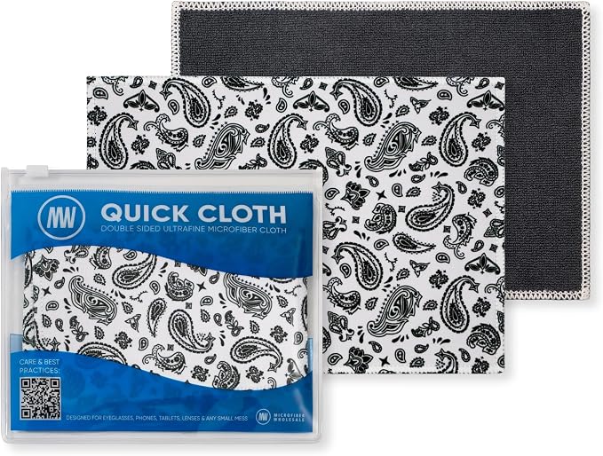 Microfiber Wholesale Quick Cloth Glasses Cleaning Cloths 5x7 Paisley White | by MicrofiberWholesale