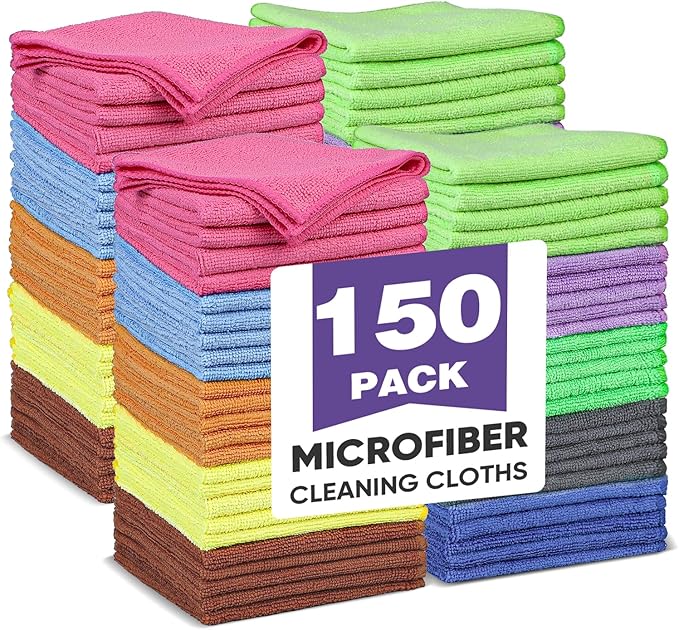 10 Colors Microfiber Cleaning Cloths, 150 Pack Assorted Cleaning Rags | Highly by TEAWOO